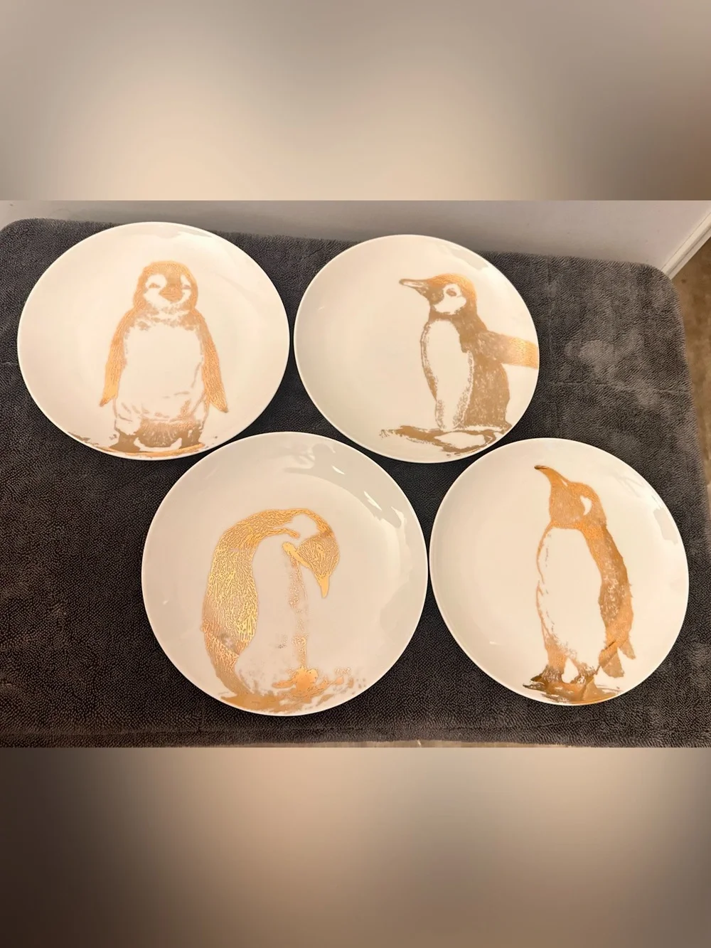 Pier 1 Porcelain Penguin Salad Plates 8.5” Set of 4